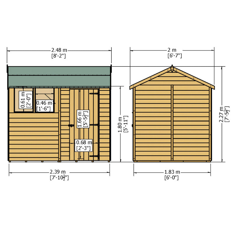 Loxley 8' x 6' Overlap Reverse Apex Shed