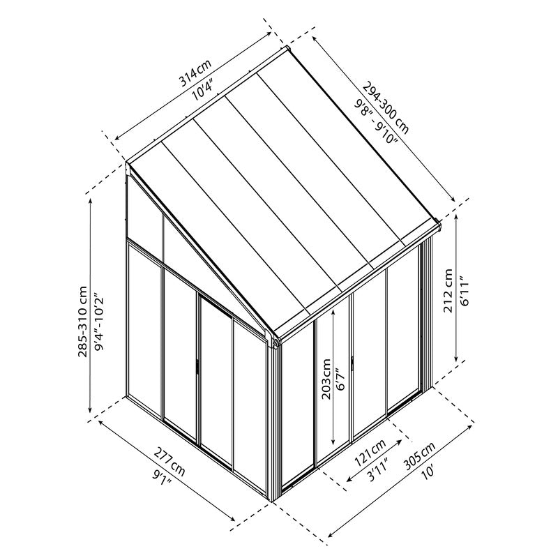 Palram - Canopia 10' x 10' Sanremo Veranda - Grey Clear
