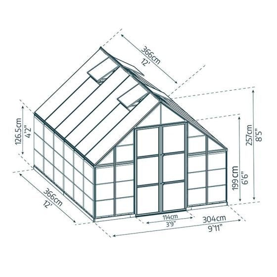 Palram - Canopia 10' x 12' Balance Silver Polycarbonate Greenhouse