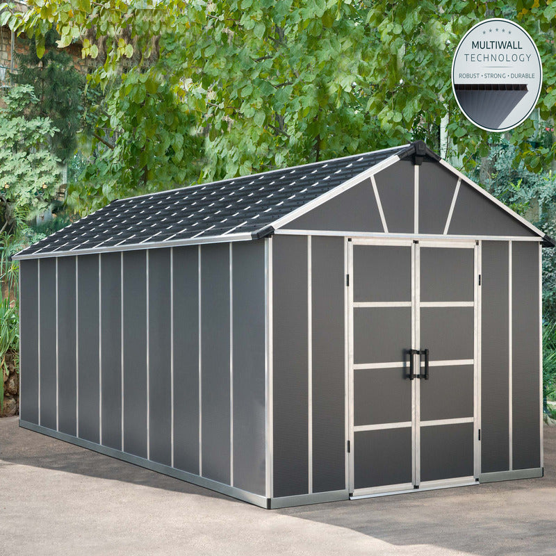 Palram - Canopia 11' x 21' Yukon Dark Grey Shed | Sheds.co.uk