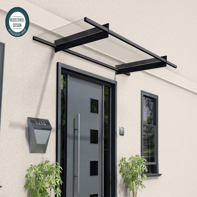 Palram - Canopia 2050 Nancy Doorway Canopy - Grey Clear | Sheds.co.uk