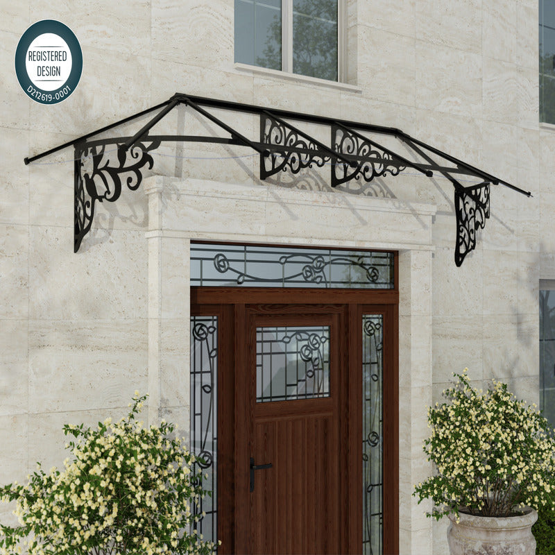 Palram - Canopia 3100 Lily Doorway Canopy - Black Clear | Sheds.co.uk