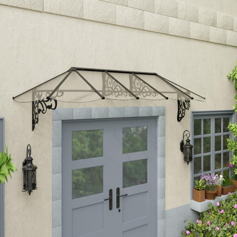 Palram - Canopia 3100 Lily Doorway Canopy - Black Clear | Sheds.co.uk