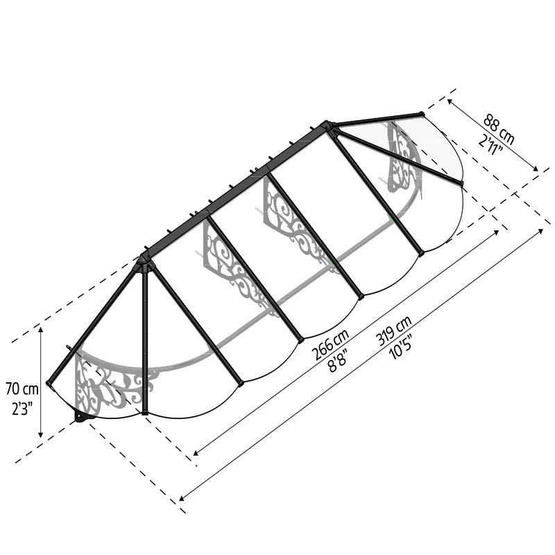 Palram - Canopia 3100 Lily Doorway Canopy - Black Clear