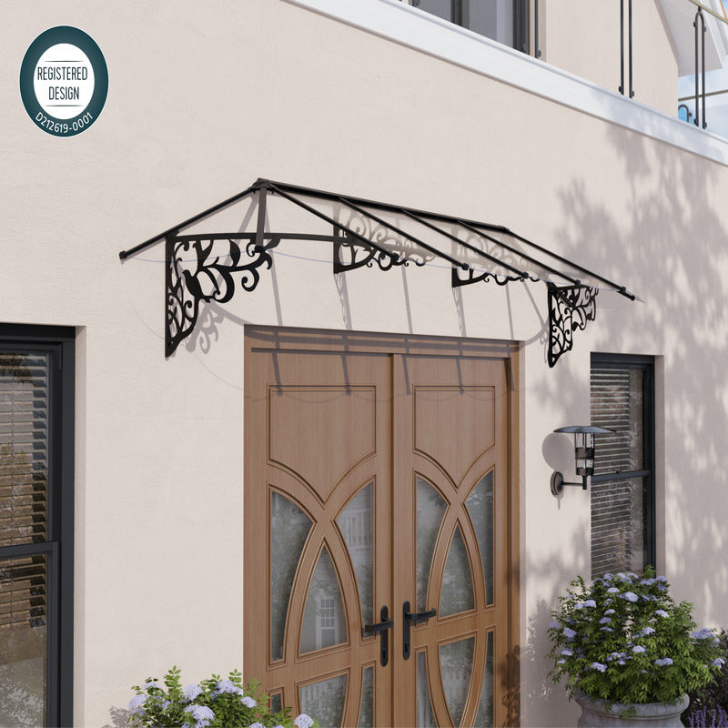 Palram - Canopia 3600 Lily Doorway Canopy - Black Clear | Sheds.co.uk