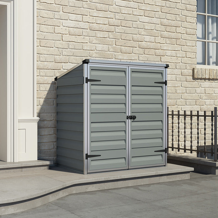 Palram - Canopia 4' x 3' Voyager Pent Grey Storage Shed | Sheds.co.uk