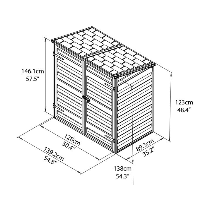Palram - Canopia 4' x 3' Voyager Pent Grey Storage Shed