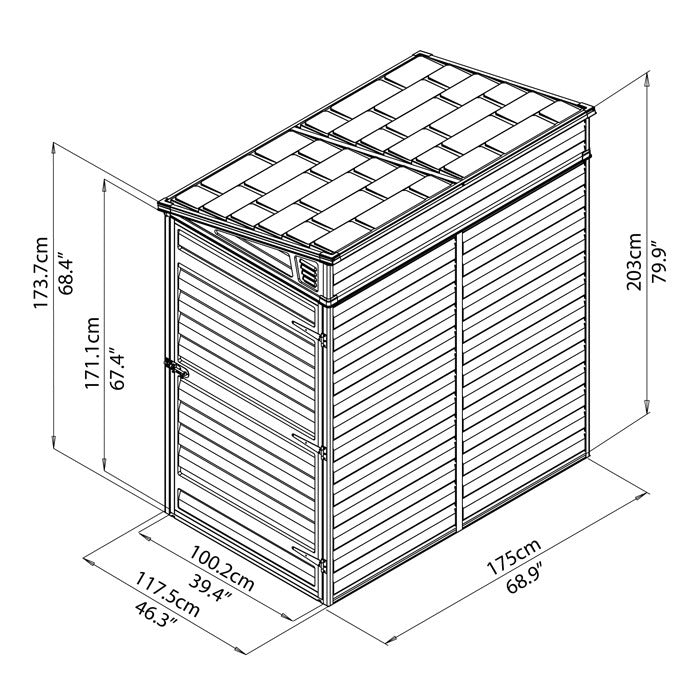 Palram - Canopia 4' x 6' Skylight Pent Grey Shed | Sheds.co.uk
