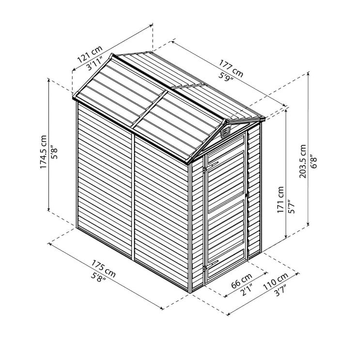 Palram - Canopia 4' x 6' Skylight Plastic Grey Shed