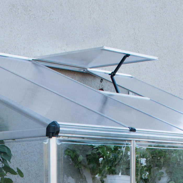 Palram - Canopia 4' x 8' Lean To Silver Polycarbonate Greenhouse | Sheds.co.uk