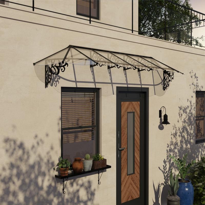 Palram - Canopia 4100 Lily Doorway Canopy - Black Clear | Sheds.co.uk