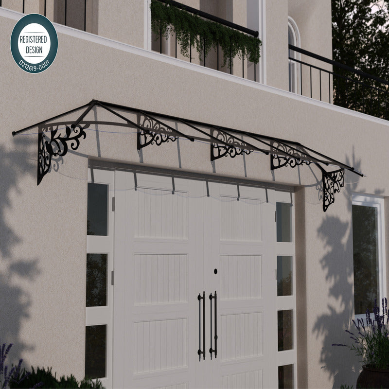 Palram - Canopia 4700 Lily Doorway Canopy - Black Clear | Sheds.co.uk