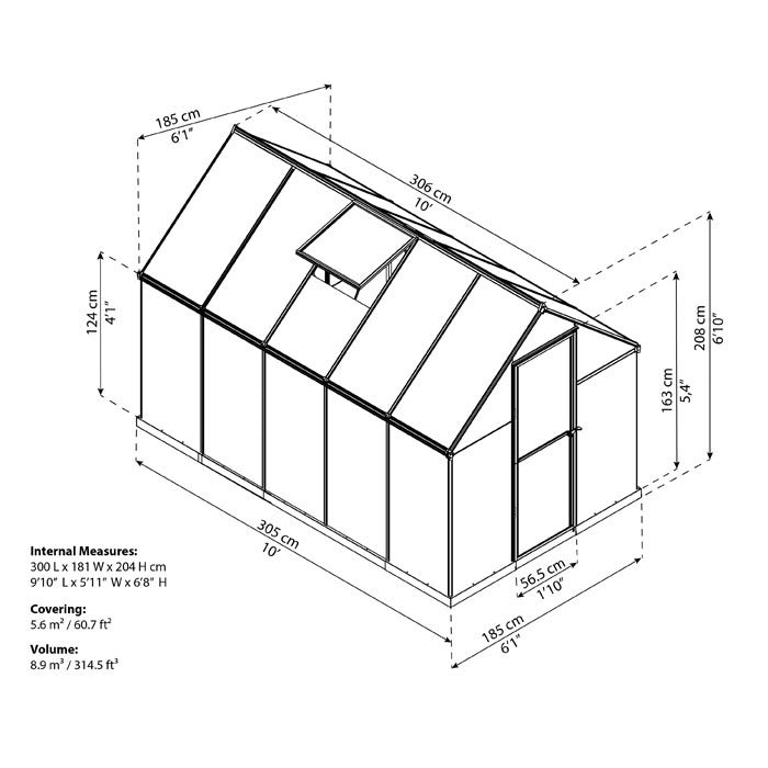 Palram - Canopia 6' x 10' Mythos Polycarbonate Greenhouse | Sheds.co.uk