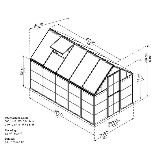 Palram - Canopia 6' x 10' Nature Hybrid Polycarbonate Greenhouse
