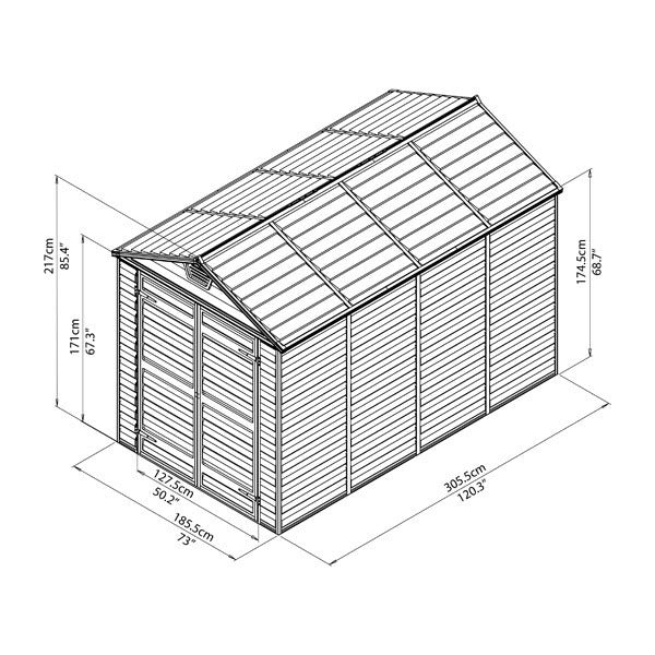 Palram - Canopia 6' x 10' Skylight Plastic Grey Shed