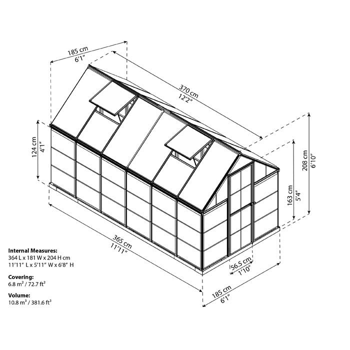 Palram - Canopia 6' x 12' Nature Hybrid Polycarbonate Greenhouse | Sheds.co.uk