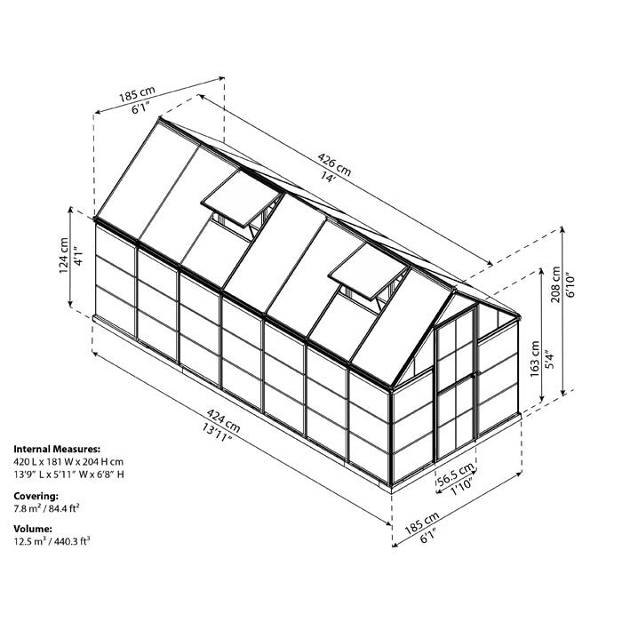 Palram - Canopia 6' x 14' Nature Hybrid Polycarbonate Greenhouse