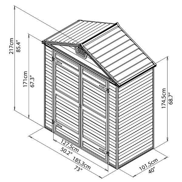 Palram - Canopia 6' x 3'  Skylight Plastic Grey Shed | Sheds.co.uk