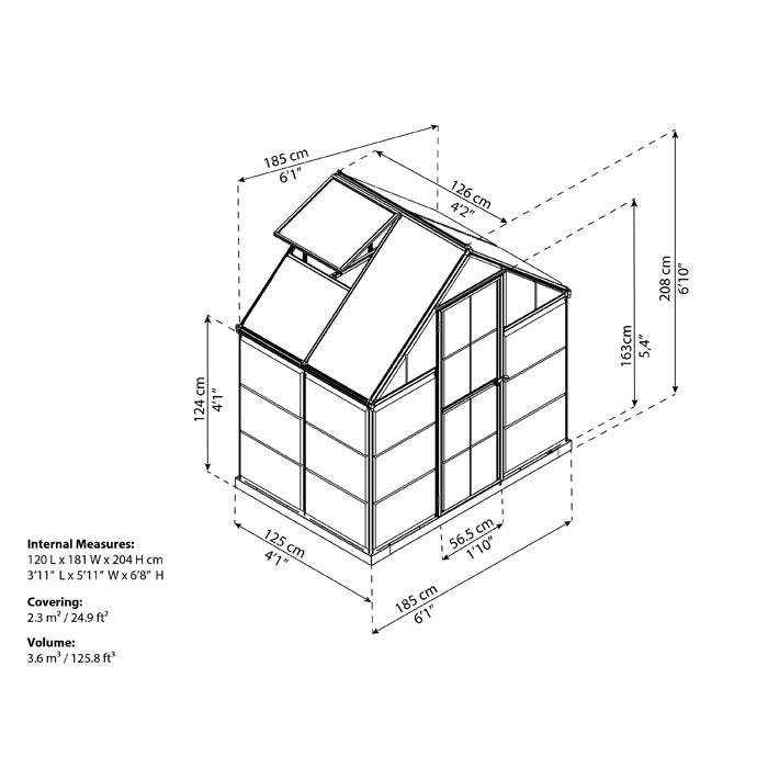Palram - Canopia 6' x 4' Nature Hybrid Polycarbonate Greenhouse | Sheds.co.uk