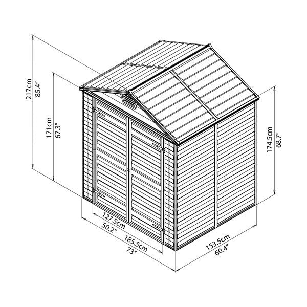 Palram - Canopia 6' x 5' Skylight Plastic Grey Shed | Sheds.co.uk