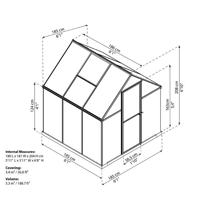 Palram - Canopia 6' x 6' Mythos Polycarbonate Greenhouse | Sheds.co.uk