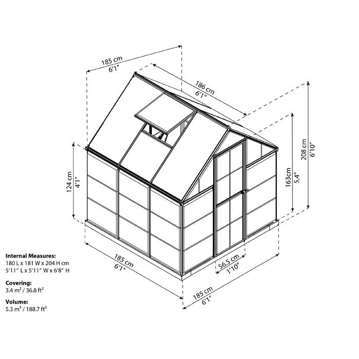 Palram - Canopia 6' x 6' Nature Hybrid Polycarbonate Greenhouse