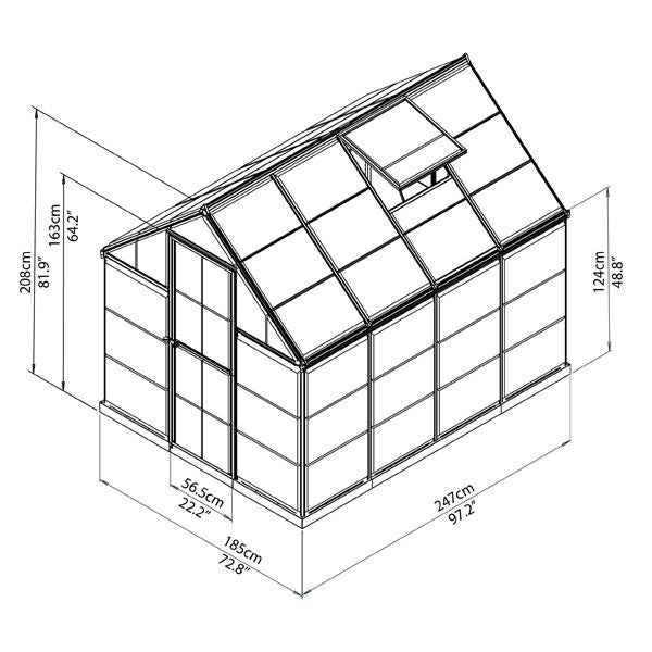 Palram - Canopia 6' x 8' Harmony Polycarbonate Greenhouse | Sheds.co.uk