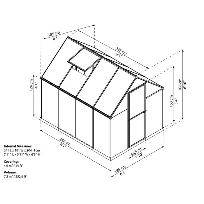 Palram - Canopia 6' x 8' Mythos Polycarbonate Greenhouse | Sheds.co.uk