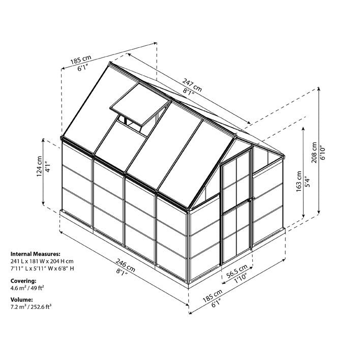 Palram - Canopia 6' x 8' Nature Hybrid Polycarbonate Greenhouse | Sheds.co.uk