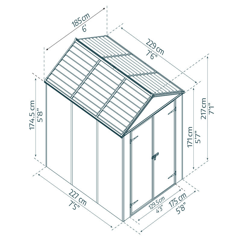 Palram - Canopia 6' x 8' Rubicon Plastic Dark Grey Shed | Sheds.co.uk