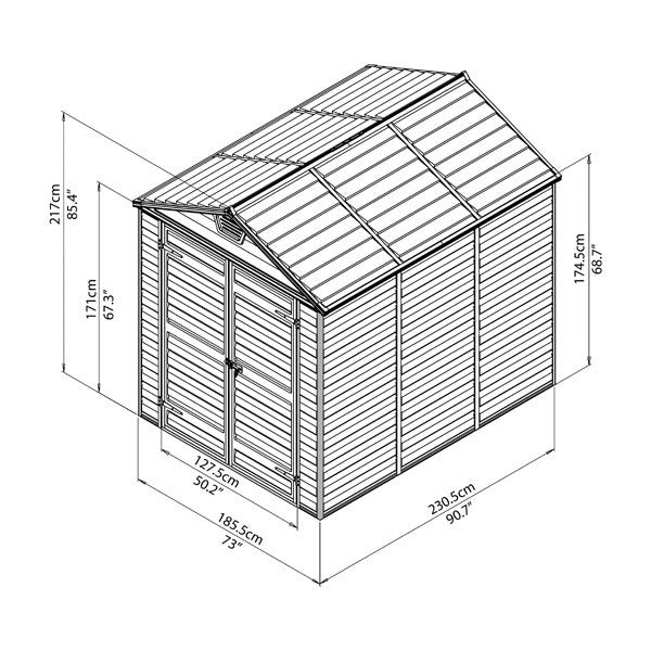 Palram - Canopia 6' x 8' Skylight Plastic Tan Shed