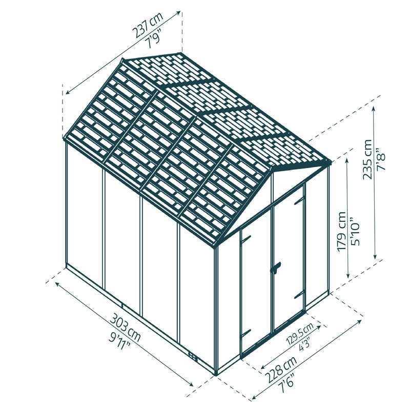 Palram - Canopia 8' x 10' Rubicon Plastic Dark Grey Shed | Sheds.co.uk