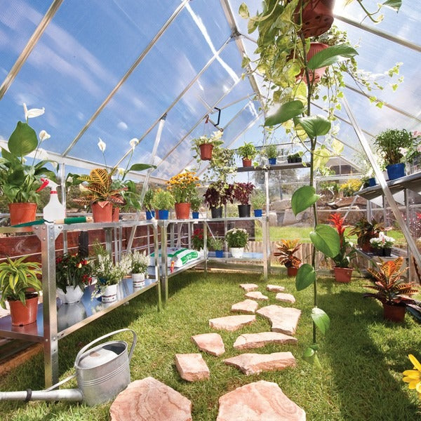 Palram - Canopia 8' x 12' Balance Silver Polycarbonate Greenhouse | Sheds.co.uk