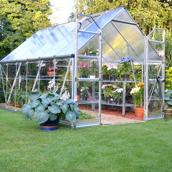 Palram - Canopia 8' x 12' Balance Silver Polycarbonate Greenhouse | Sheds.co.uk