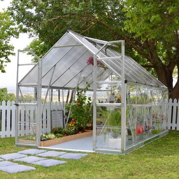 Palram - Canopia 8' x 12' Balance Silver Polycarbonate Greenhouse | Sheds.co.uk