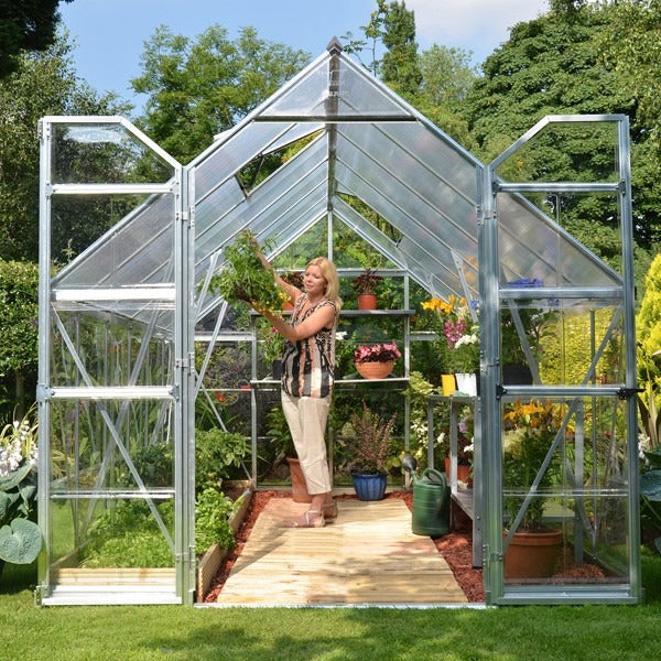 Palram - Canopia 8' x 12' Balance Silver Polycarbonate Greenhouse | Sheds.co.uk