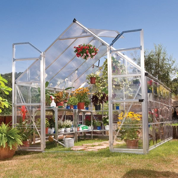 Palram - Canopia 8' x 12' Balance Silver Polycarbonate Greenhouse | Sheds.co.uk
