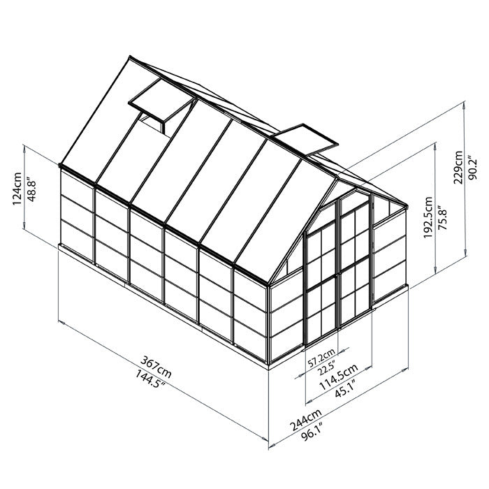 Palram - Canopia 8' x 12' Balance Silver Polycarbonate Greenhouse