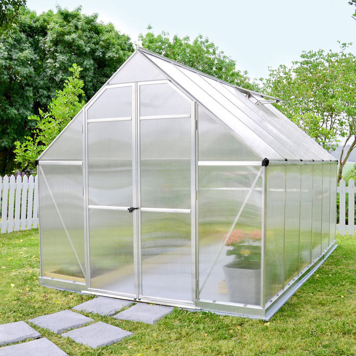 Palram - Canopia 8' x 12' Essence Silver Polycarbonate Greenhouse | Sheds.co.uk