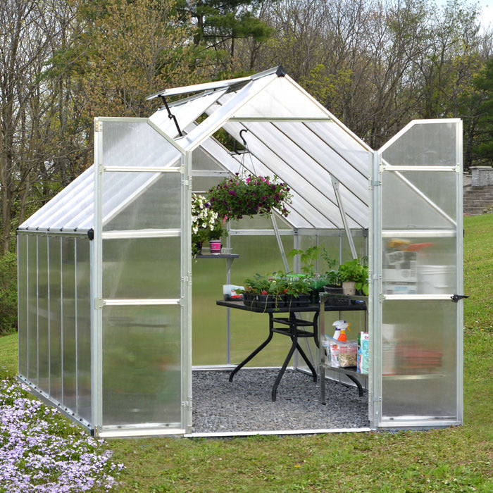 Palram - Canopia 8' x 12' Essence Silver Polycarbonate Greenhouse | Sheds.co.uk