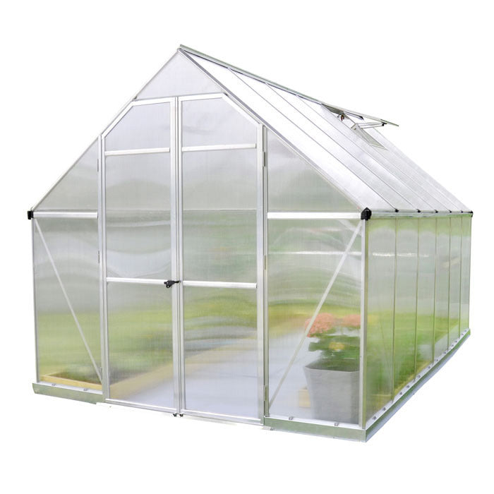 Palram - Canopia 8' x 12' Essence Silver Polycarbonate Greenhouse | Sheds.co.uk