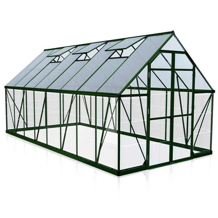 Palram - Canopia 8' x 16' Balance Green Polycarbonate Greenhouse | Sheds.co.uk