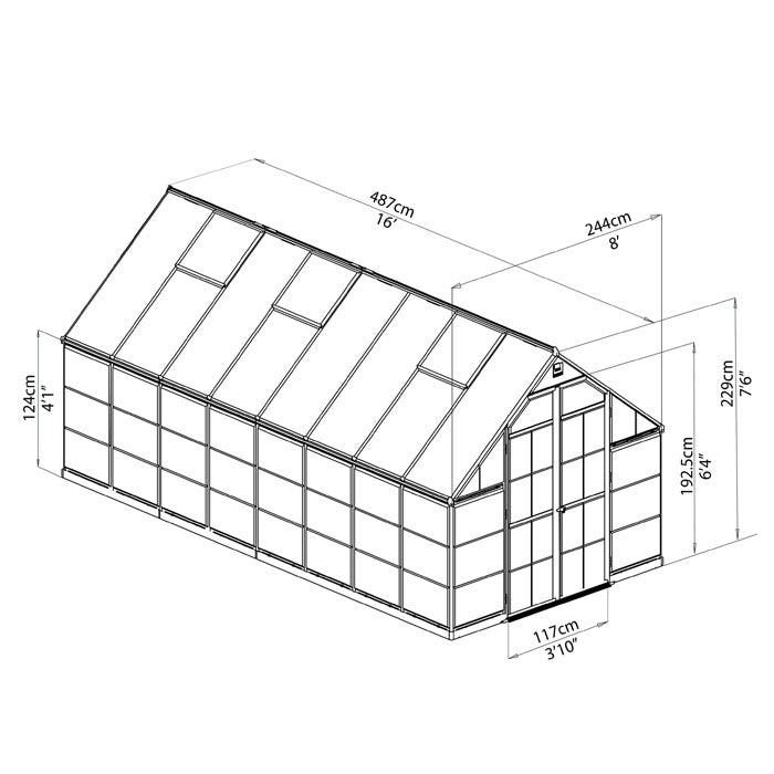 Palram - Canopia 8' x 16' Balance Green Polycarbonate Greenhouse