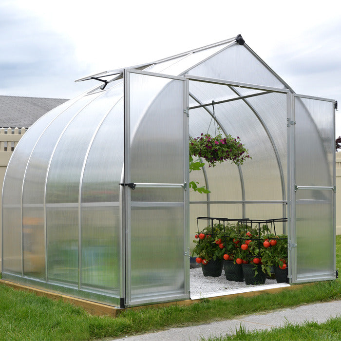 Palram - Canopia 8' x 8' Bella Silver Polycarbonate Greenhouse | Sheds.co.uk