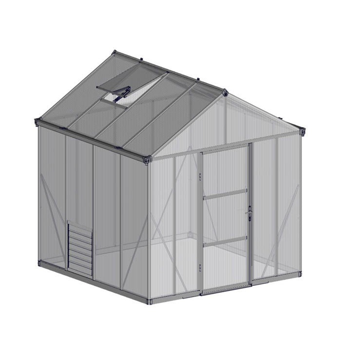 Palram - Canopia 8' x 8' Glory Anthracite Polycarbonate Greenhouses | Sheds.co.uk