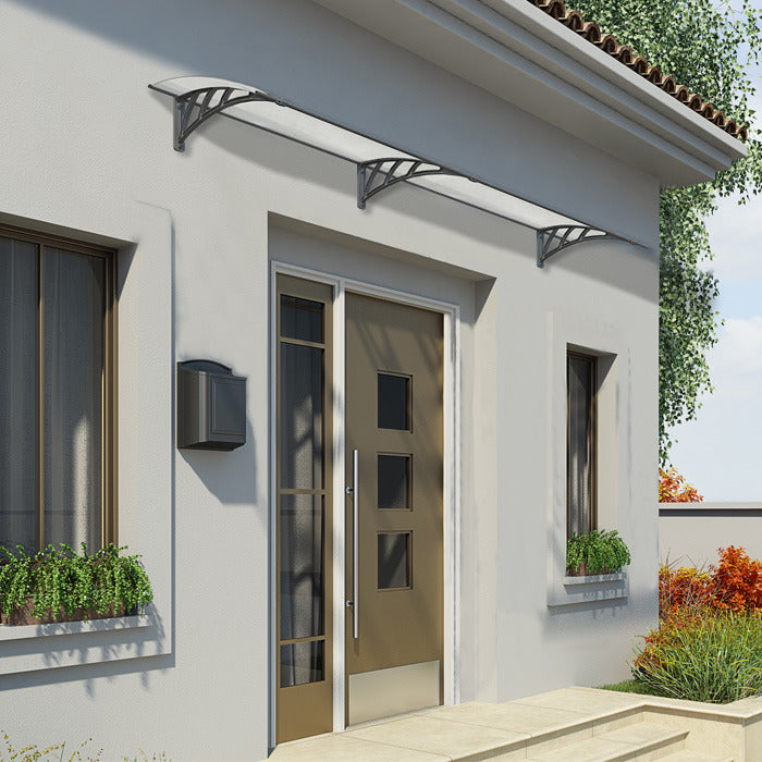 Palram - Canopia Medium Grey Twinwall Doorway Canopy | Sheds.co.uk