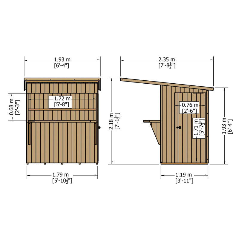 Loxley 6' x 4' Pent Garden Bar | Sheds.co.uk