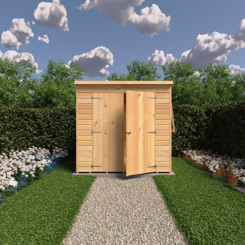 Loxley 7' x 7' Double Door Shiplap Pent Shed | Sheds.co.uk