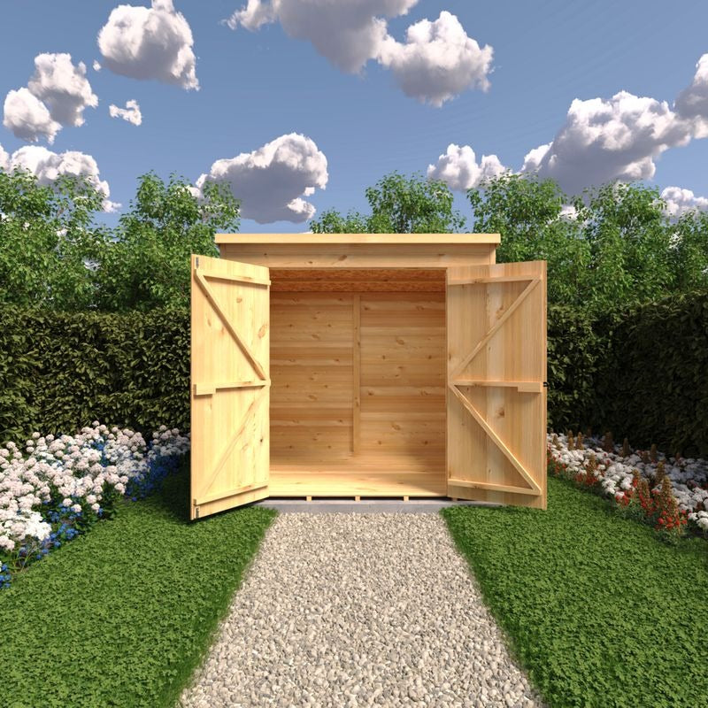Loxley 7' x 7' Double Door Shiplap Pent Shed | Sheds.co.uk