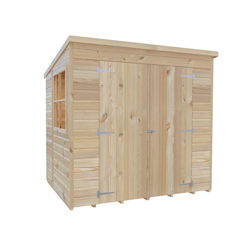 Loxley 7' x 7' Double Door Shiplap Pent Shed | Sheds.co.uk